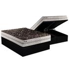 Cama Box Baú Queen: Colchão Espuma Paropas D33 Pasquale Plus Euro Pillow + Base CRC Suede Black(158x198)