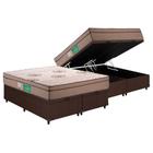 Cama Box Baú Queen: Colchão Espuma Polar D33 Pérola Euro Pillow + Base CRC Courano Brown(158x198)