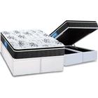 Cama Box Baú Queen: Colchão Espuma Probel D40 Guarda Costas Premium Hiper Firme Pillow Top + Base CRC Courano White(158x198)