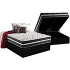 Cama Box Baú Queen: Colchão Molas Anjos Superlastic Classic + Base CRC Suede Black(158x198)