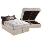 Cama Box Baú Queen: Colchão Molas Herval Maxspring American + Base CRC Suede Clean(158x198)