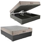 Cama Box Baú Queen Sintético Bipartido + Colchão Ortobom Airtech Molas Ensacadas 158x198x65