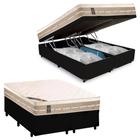 Cama Box Baú Queen Sintético + Colchão Castor Premium com Euro Pillow e Molas Tecnopedic System 158x198x72 Preto