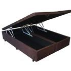 Cama Box Baú Queen size Bi partida em sintético marrom com Pistão a gás - 158x198x27