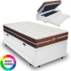 Cama Box Baú Solteiro Auxiliar Bicama 3 em 1 + Colchão Orthopedic II D33 Espuma 78x188x68cm Vstore