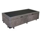 Cama Box Baú Solteiro Blindado Suede Cinza com 78cm de Largura