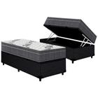 Cama Box Baú Solteiro: Colchão Anatômico Ortobom D33 / EP Airtech 100 + Base CRC Courano Black(88x188)