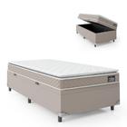 Cama Box Baú Solteiro Colchão D33 com Pillow Top Millenium 88x188x57cm Bege - Suporta até 120kg por Pessoa