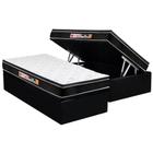 Cama Box Baú Solteiro: Colchão Espuma Castor D33 Black e White Air Euro Pillow + Base CRC Courano Black(88x188)