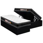 Cama Box Baú Solteiro: Colchão Espuma Castor D33 Black e White Double Face + Base CRC Suede Black(88x188)