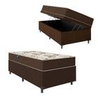 Cama Box Baú Solteiro Colchão Espuma D33 Marquês 88x188x60cm Marrom Umaflex