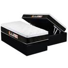 Cama Box Baú Solteiro: Colchão Espuma D45 Castor Black e White Air Euro Pillow + Base CRC Suede Black(88x188)