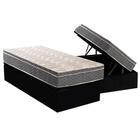 Cama Box Baú Solteiro: Colchão Espuma D45 Paropas  / EP Confort Mega Firme + Base CRC Suede Black(88x188)