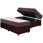 Cama Box Baú Solteiro: Colchão Espuma Ortobom D28 Airtech 60 Euro Pillow + Base CRC Courano Brown(88x188)