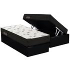 Cama Box Baú Solteiro: Colchão Espuma Ortobom D45 Light + Base CRC Suede Black(88x188)