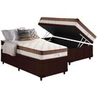 Cama Box Baú Solteiro: Colchão Molas Anjos MasterPocket Ensacadas King Best + Base CRC Courano Brown(88x188)