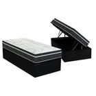 Cama Box Baú Solteiro: Colchão Molas Bonnel Orthoflex Venezia + Base CRC Courano Black(88x188)