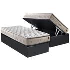 Cama Box Baú Solteiro: Colchão Molas Ensacadas Anjos MasterPocket Confortable + Base CRC Suede Gray(88x188)