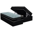 Cama Box Baú Solteiro: Colchão Molas Ensacadas Ortobom Elegant + Base CRC Suede Black (88x188)