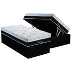 Cama Box Baú Solteiro: Colchão Molas Ensacadas Polar Superlastic Diamond + Base CRC Suede Black (88x188)