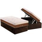 Cama Box Baú Solteiro: Colchão Molas MasterPocket Ensacadas Polar Jasmin Fort + Base CRC Suede Brown(88x188)