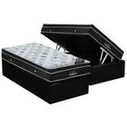 Cama Box Baú Solteiro: Colchão Molas Ortobom Nanolastic Light + Base CRC Courano Black(88x188)