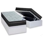 Cama Box Baú Solteiro: Colchão Molas Ortobom Nanolastic Light + Base CRC Courano White(88x188)