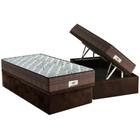 Cama Box Baú Solteiro: Colchão Molas Probel MasterPocket Ensacadas ProDormir Pallace + Base CRC Suede Brown(88x188)