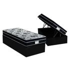 Cama Box Baú Solteiro: Colchão Molas Probel Prolastic ProDormir Born + Base CRC Suede Black(88x188)