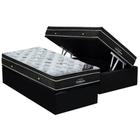 Cama Box Baú Solteiro: Colchão Molas SuperPocket Ensacadas Ortobom Elegant + Base CRC Suede Black (88x188)