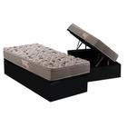 Cama Box Baú Solteiro: Colchão Ortopédico Herval AG65 Fort Black Firme Pillow Top + Base CRC Courano Black(88x188)