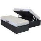 Cama Box Baú Solteiro: Colchão Ortopédico Herval D28 / AG65 Frontier + Base CRC Suede Gray(88x188)