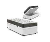 Cama Box Baú Solteiro Conforto Sintético Branco + Colchão Solteiro Conforto Espuma D23 Com EPS 16x88x188 - Mestre Dos Colchões