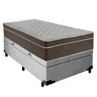 Cama Box Baú Suede Solteiro + Colchão Sereneprime Molas Ensacadas 88x188x69 Cor:cinza