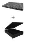 Cama Box Baú Viúva 128 Bello Box - Tecido Sintético Preto com Colchão New York Preto D28 - 100% Espuma - 49x128x188