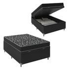 Cama Box Baú Viúva + Colchão Espuma D20 - 56x128x188cm - Couro Preto