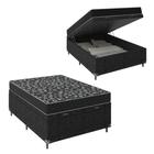 Cama Box Baú Viúva + Colchão Espuma D20 - 56x128x188cm - Suede Preto