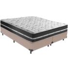 Cama Box Bege e Colchão Classic Preto Molas ensacadas Queen Anjos