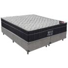 Cama Box Bipartido King Size Cinza e Colchão Airtech Progressive M. Ensacadas Ortobom