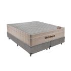 Cama Box Bipartido Queen Cinza e Colchão Airtech Springpocket Molas Ensacadas Ortobom