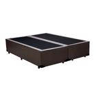 Cama Box Blindado Casal Bipartido King Design Sintético Marrom 138x188x40