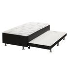 Cama Box c/Auxiliar Conjugado Solteiro: Colchão Ortopédico Courano Nero Black (88x188) Ortobom