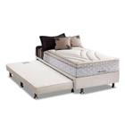 Cama Box c/Auxiliar Solteiro: Colchão Herval Maxspring American + Base CRC Courano Branco(88x188)