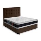 Cama Box + Cabeceira Cassis e Colchão Casal - Castor Black White D45 - 138x188x62cm Marrom