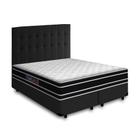 Cama Box + Cabeceira Cassis e Colchão Queen - Castor - Black White D33 - 158x198x62cm Preto