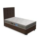 Cama Box + Cabeceira Cassis e Colchão Solteiro - Castor Sleep Max - 88x188x53cm Marrom