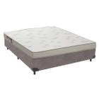 Cama Box Camurça Casal Cinza e Colchão Light Espuma Ortobom