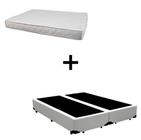 Cama Box Casal 138 Bipartido Tecido Sintético Branco Com Colchão Roma 100% Espuma D45 Bege 54x138x188