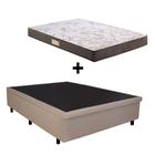 Cama Box Casal Baú Reforçada e Resistente Bege 138x188 + Colchão Gran Sleep Molas Verticoil Ecoflex