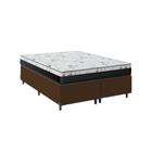 Cama Box Casal Bipartido 138 Sintético Marrom com Colchão Espuma D33 One Face 57X138X188